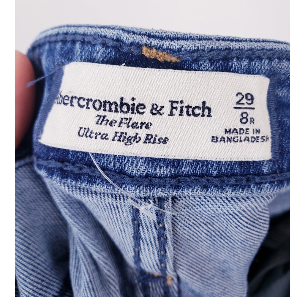 Abercrombie & Fitch The Flare Ultra High Rise Stretch Blue Denim Jeans 29/8R - Picture 8 of 8